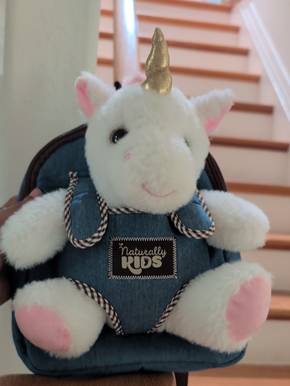 Naturally Kids White & Blue Unicorn Plush Backpack